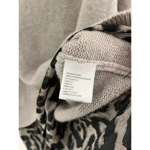 BROUCHU WALKER Layered Leopard Animal Print Sweater Sz LARGE Cashmere Wool - Picture 9 of 9